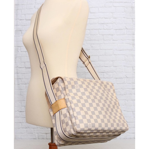 Louis Vuitton Naviglio Damier Azur Crossbody White Shoulder Bag Messenger Purse - Picture 4 of 16